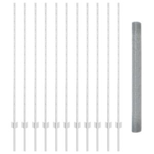 vidaXL Ogrodzenie z słupkiem Srebrny 1,4 x 25 m Stal