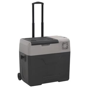 vidaXL Lod&oacute;wka na k&oacute;łkach, z uchwytem, czarno-szara, 50 L, PP