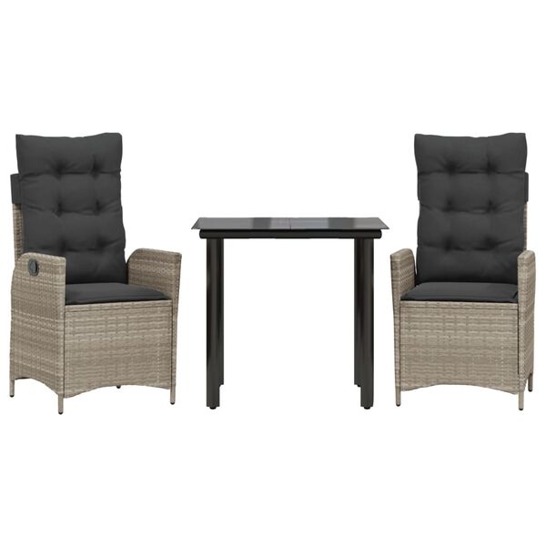 vidaXL 7-cz. zestaw mebli ogrodowych z poduszkami, szary, rattan PE