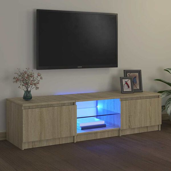 vidaXL Szafka pod TV, z LED, dąb sonoma, 140 x 40 x 36 cm