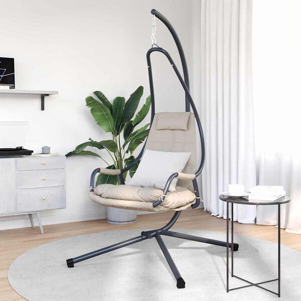 vidaXL Wiszące krzesło jajo Ciemnoszary 94 x 107 x 196.5 cm Stal