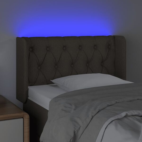 vidaXL Zagłówek do łóżka z LED, taupe, 83x16x78/88 cm, tkanina