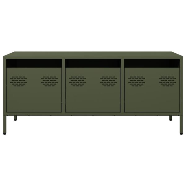vidaXL Szafka RTV, oliwkowa, 101,5x39x43,5 cm, stal walcowana na zimno