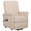 vidaXL Podnoszony fotel masujący, kremowa, tkanina