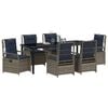 vidaXL Zestaw do jadalni w ogrodzie 7 pcs Szary polirattan