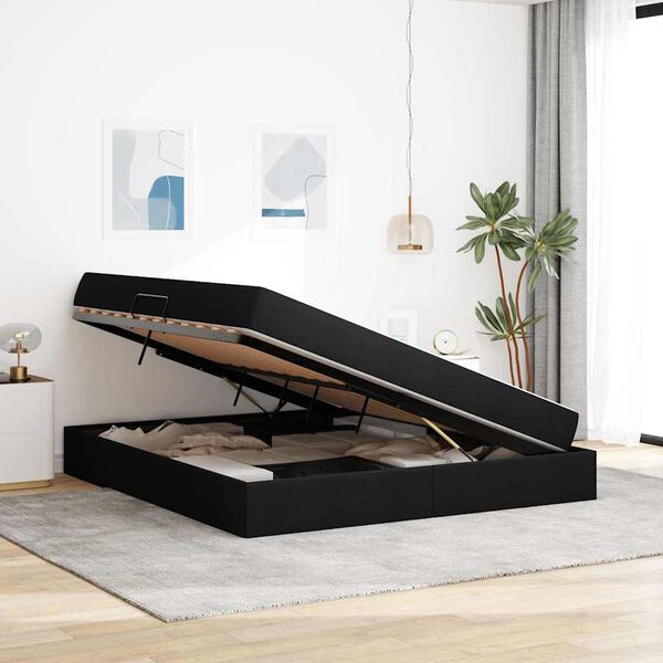 vidaXL Ł&oacute;żko z miejscem na przechowywanie i materacem Czarny