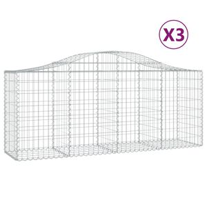 vidaXL Kosze gabionowe, 3 szt, 200x50x80/100 cm, galwanizowane żelazo