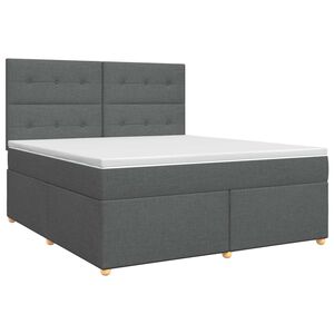 vidaXL Ł&oacute;żko kontynentalne z materacem ciemnoszary 140 x 190 cm