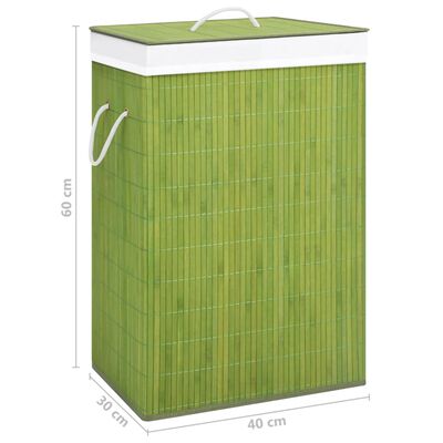 vidaXL Bambusowy kosz na pranie z pojedynczą przegrodą, zielony