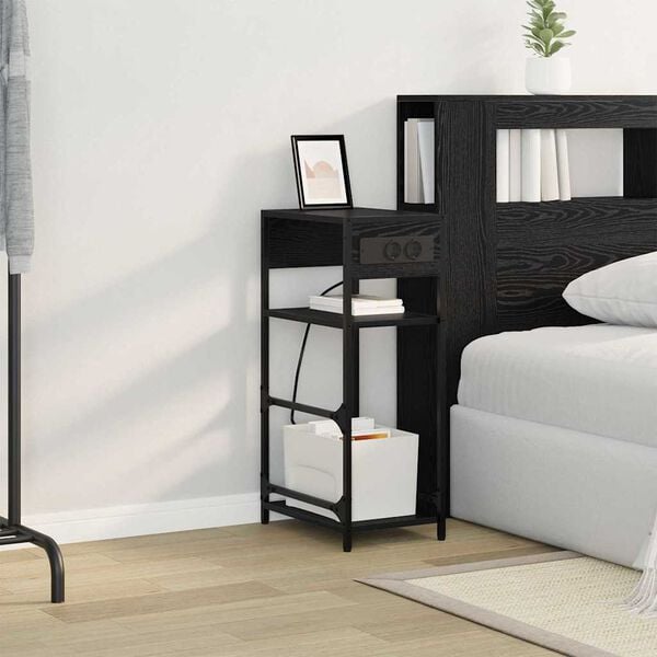 vidaXL Szafka Nocna Czarny Dąb 40 x 27 x 76 cm Materiał drewnopochodny