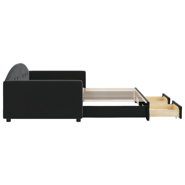 vidaXL Sofa rozsuwana z szufladami, czarna, 100x200 cm, aksamit