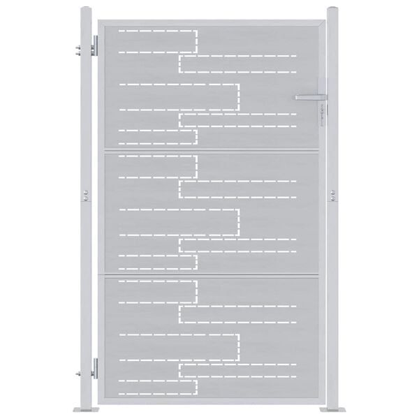 vidaXL Brama ogrodowa Z blokadą Srebrny 100 x 150 cm Stal nierdzewna