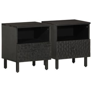 vidaXL Szafki nocne, czarne, 2 szt., 40x33x46 cm, lite drewno mango
