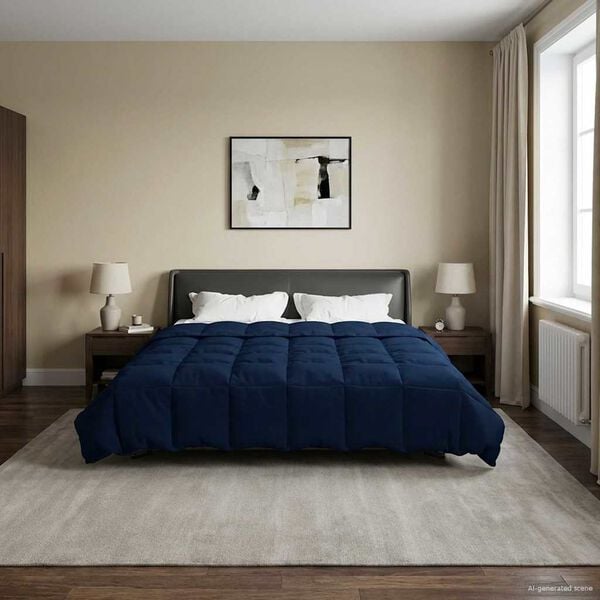 vidaXL Zimowa Kołdra Ciemnoniebieski 220 x 240 cm Mikrofibra