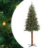 vidaXL Szczupła Choinka Zielony 210 cm PVC i lite drewno sosnowe