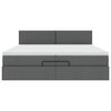 vidaXL Rama ł&oacute;żka otomana z materacem, szara, 200x200 cm, tkanina