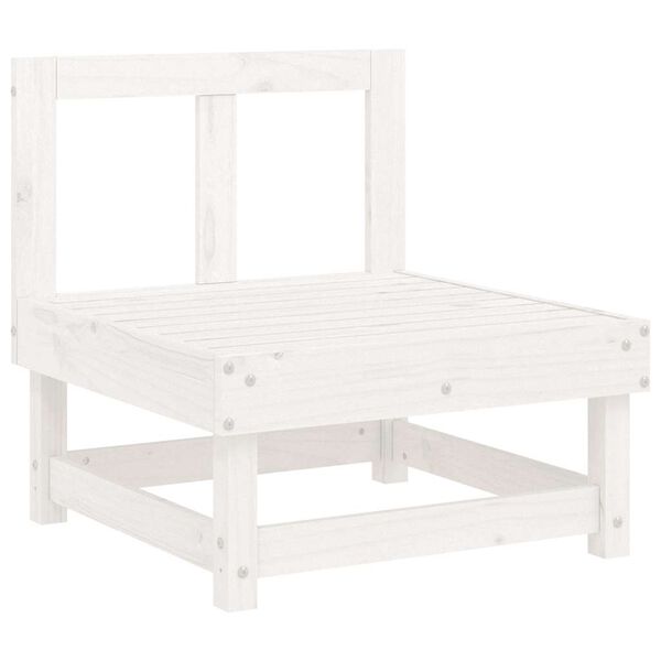 vidaXL Siedzisko środkowe z poduszkami, białe, lite drewno sosnowe