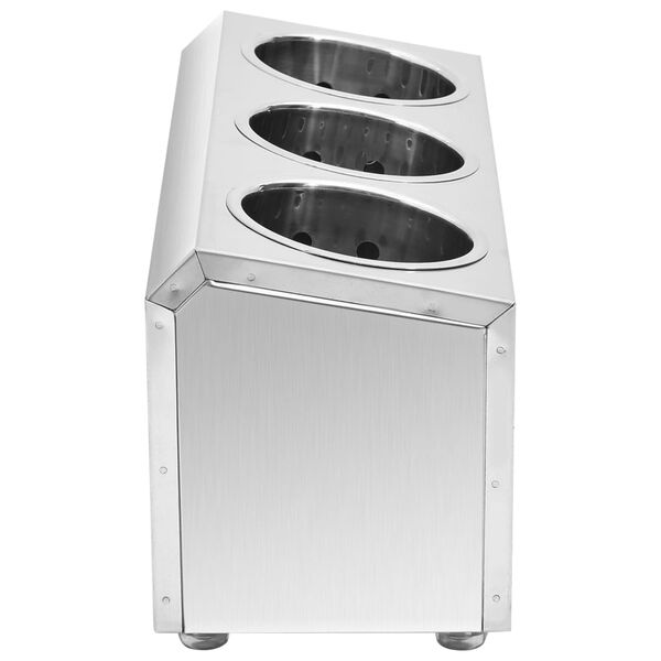 vidaXL Pojemnik na sztućce, 3 przegrody, prostokątny, stal nierdzewna