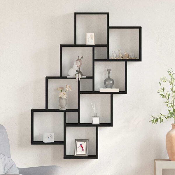 vidaXL Półka ścienna z półką Czarny dąb 90 x 15 x 119.5 cm