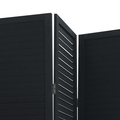 vidaXL Parawan pokojowy, 4-panelowy, czarny, lite drewno paulowni