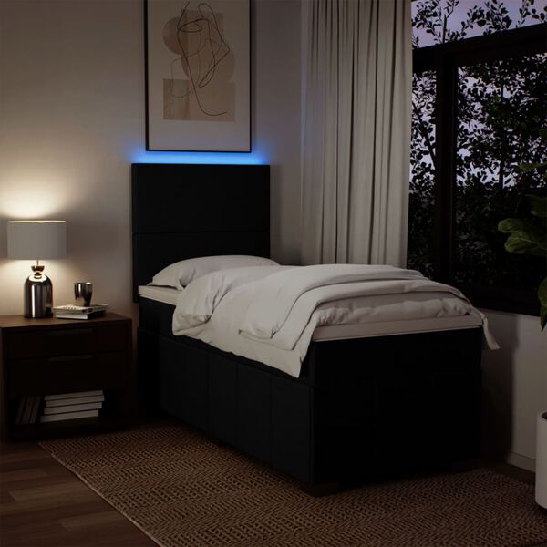 vidaXL Ł&oacute;żko kontynentalne z materacem, czarne, tkanina, 90x200 cm