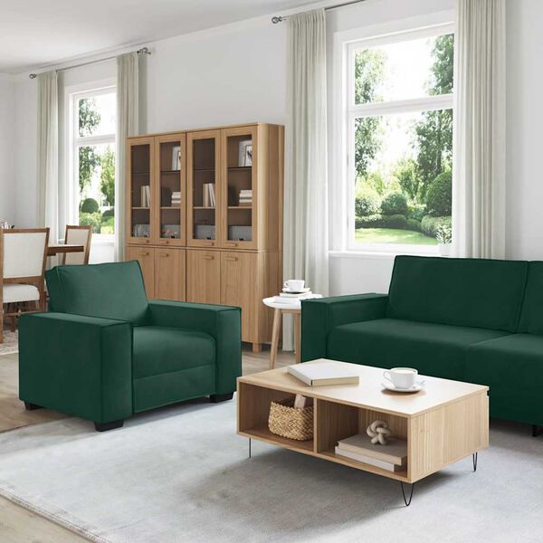 vidaXL 3-cz. komplet wypoczynkowy z poduszkami, ciemnozielony, aksamit