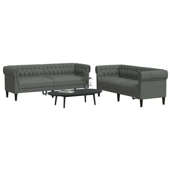 vidaXL Sofa do salonu 2 pcs Ciemnoszary tkanina