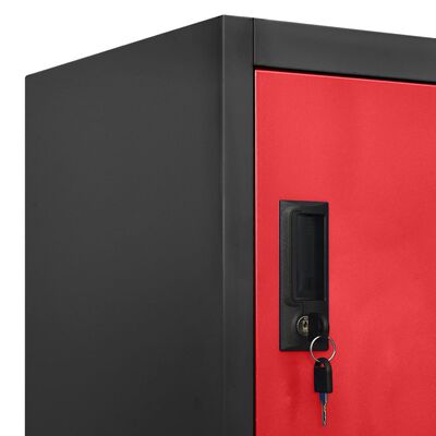vidaXL Szafka zamykana na klucz, antracytowo-czerwona, 90x45x180 cm