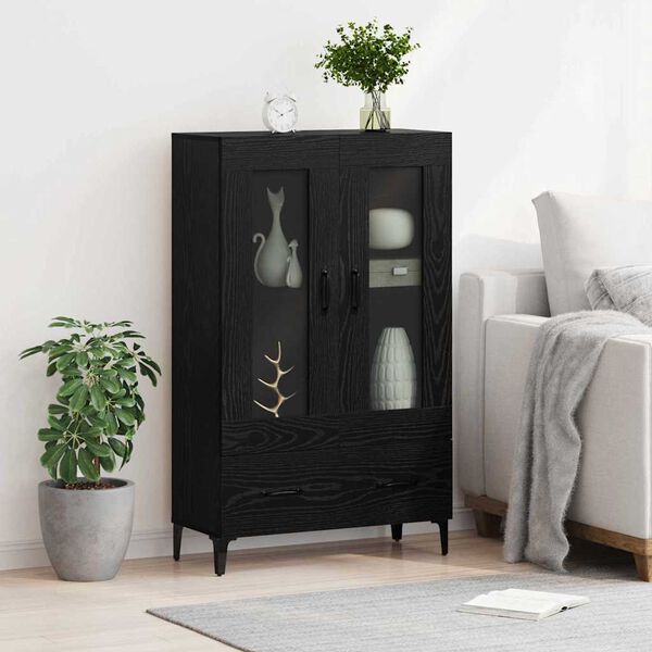 vidaXL Highboard z szufladą Czarny Dąb 70 x 31 x 115 cm