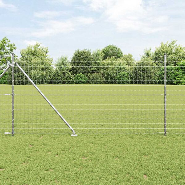 vidaXL Ogrodzenie z słupkiem Srebrny 1 x 10 m Stal