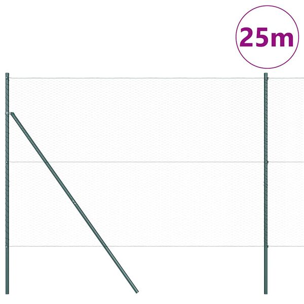 vidaXL Słupek ogrodzeniowy. Zielony 25 x 1,6 m (25 mm siatka)