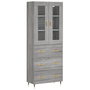 vidaXL Witrynka szary dąb sonoma 69,5x34x180cm materiał drewnopochodny