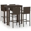vidaXL 5-cz. zestaw mebli barowych z podłokietnikami, rattan PE, brąz