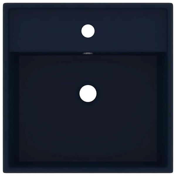 vidaXL Kwadratowa umywalka z przelewem, matowy granat, 41x41 cm