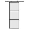 vidaXL Drzwi przesuwne z zestawem okuć czarne 76x205cm szkło hartowane