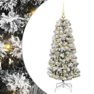 vidaXL Sztuczna choinka z zawiasami 150 LED Zielony i Biały 120 cm