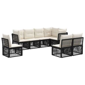 vidaXL Zestaw Sof na Ogr&oacute;d 8 pcs Czarny polirattan