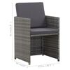 vidaXL 17-cz. zestaw mebli ogrodowych z poduszkami, rattan PE, szary
