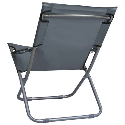 vidaXL Składane krzesła plażowe, 2 szt., tkanina, szare