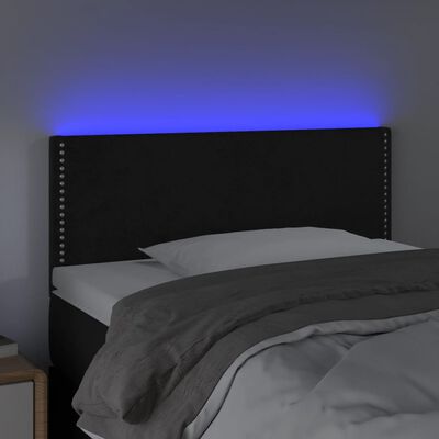 vidaXL Zagłówek do łóżka z LED, czarny, 90x5x78/88 cm, aksamit