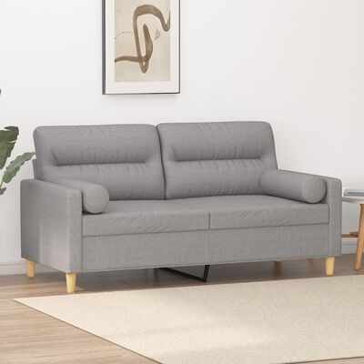 vidaXL 2-osobowa sofa wypoczynkowa z poduszkami, jasnoszara, 140 cm