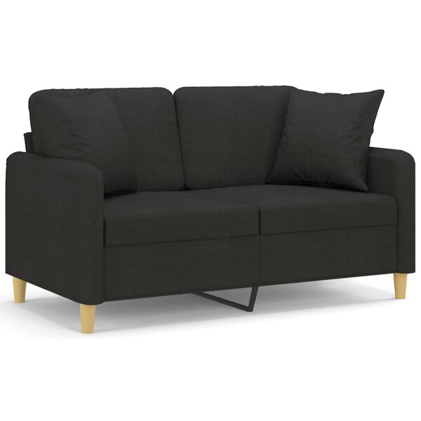 vidaXL 2-osobowa sofa z poduszkami, czarna, 120 cm, tkanina