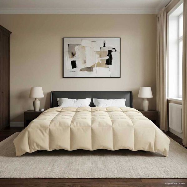 vidaXL Zimowa Kołdra Kwiłtowany Kremowy 200 x 220 cm Mikrofibra