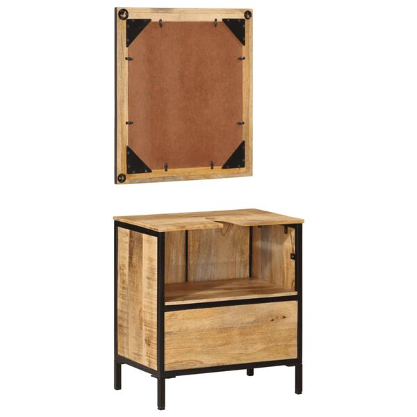 vidaXL 2-cz. zestaw mebli łazienkowych, żelazo i drewno mango
