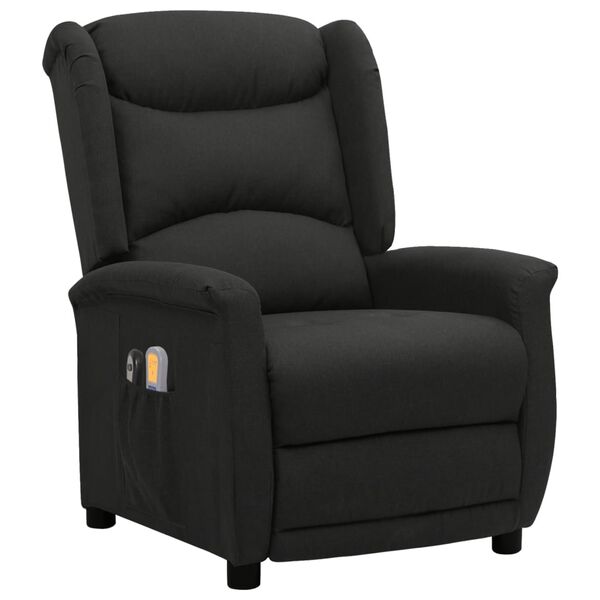 vidaXL Elektryczny fotel masujący, czarny, tkanina