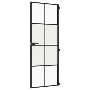 vidaXL Drzwi wewnętrzne, czarne, 76x201,5 cm, szkło i aluminium