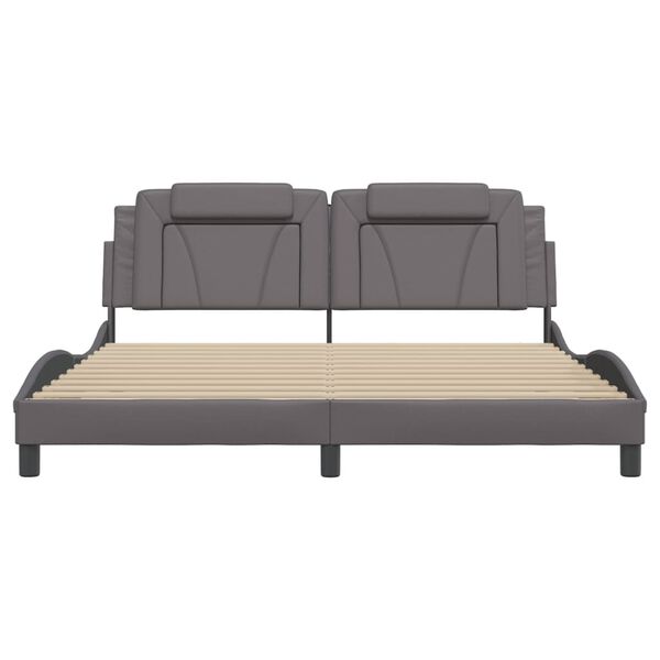 vidaXL Rama ł&oacute;żka, Viana, bez materaca, szara, 180x200 cm, sztuczna sk&oacute;ra