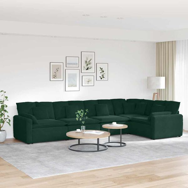 vidaXL Sofa modułowa z poduszkami aksamitna ciemnozielona