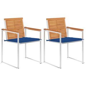 vidaXL Krzesła ogrodowe z poduszkami, 2 szt., drewno akacjowe i stal