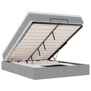 vidaXL Rama ł&oacute;żka otomana z materacem, jasnoszara, 140x200 cm, tkanina